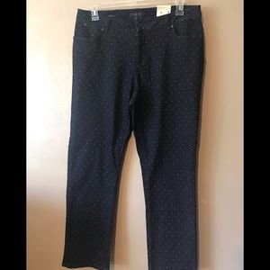 Talbots 14W polka dotted navy denim jeans Cotton